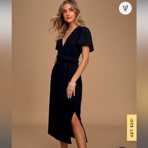 Lulus Simple Kind of Love Black Short Sleeve Midi Dress